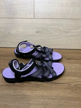 J Sport Kaia Women's Black Purple Ankle Strap Strappy Water Sandals 9